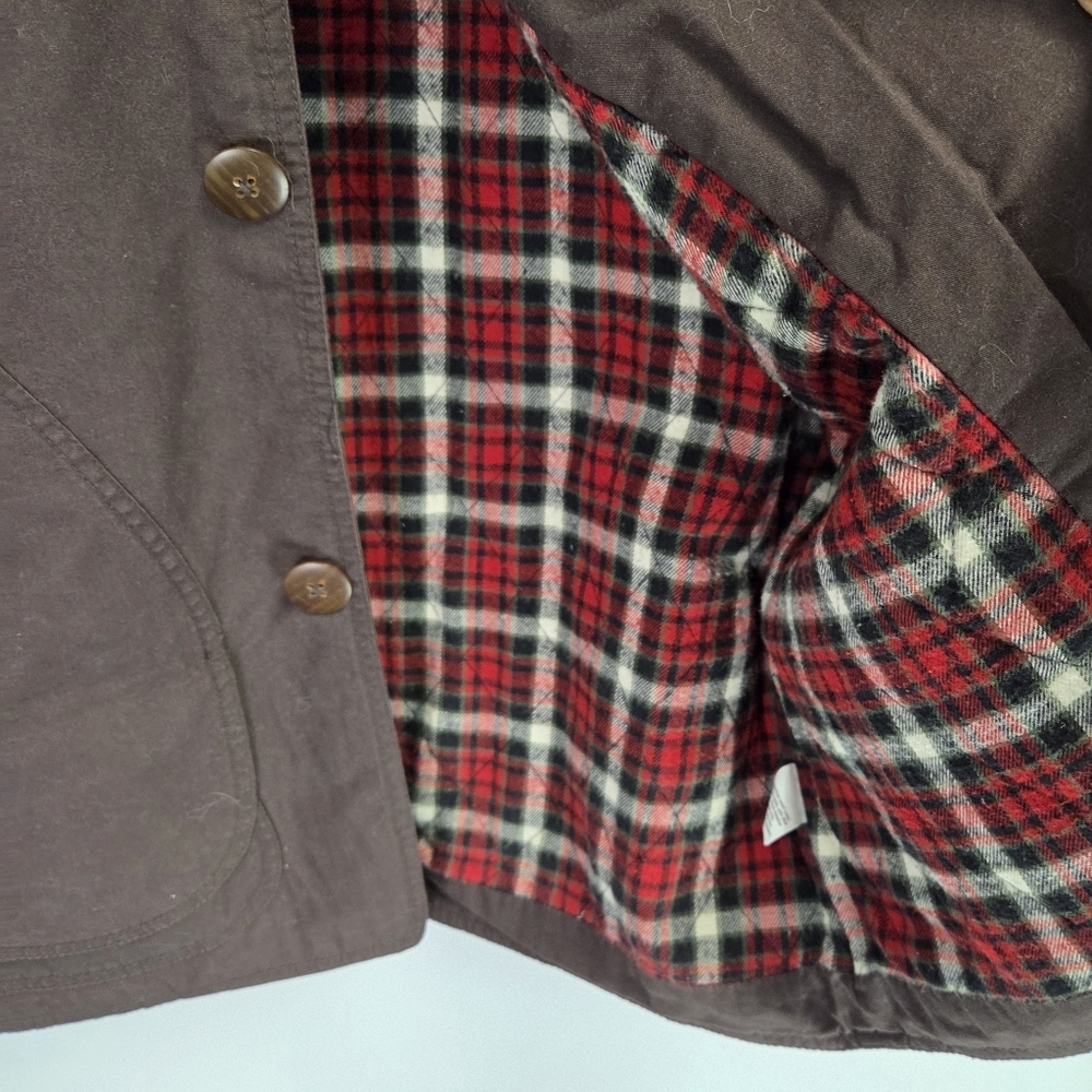 Vintage J.Crew Mens Barn Chore Jacket Coat Thinsulate Plaid Lined Brown Sz Small - Picture 4 of 5